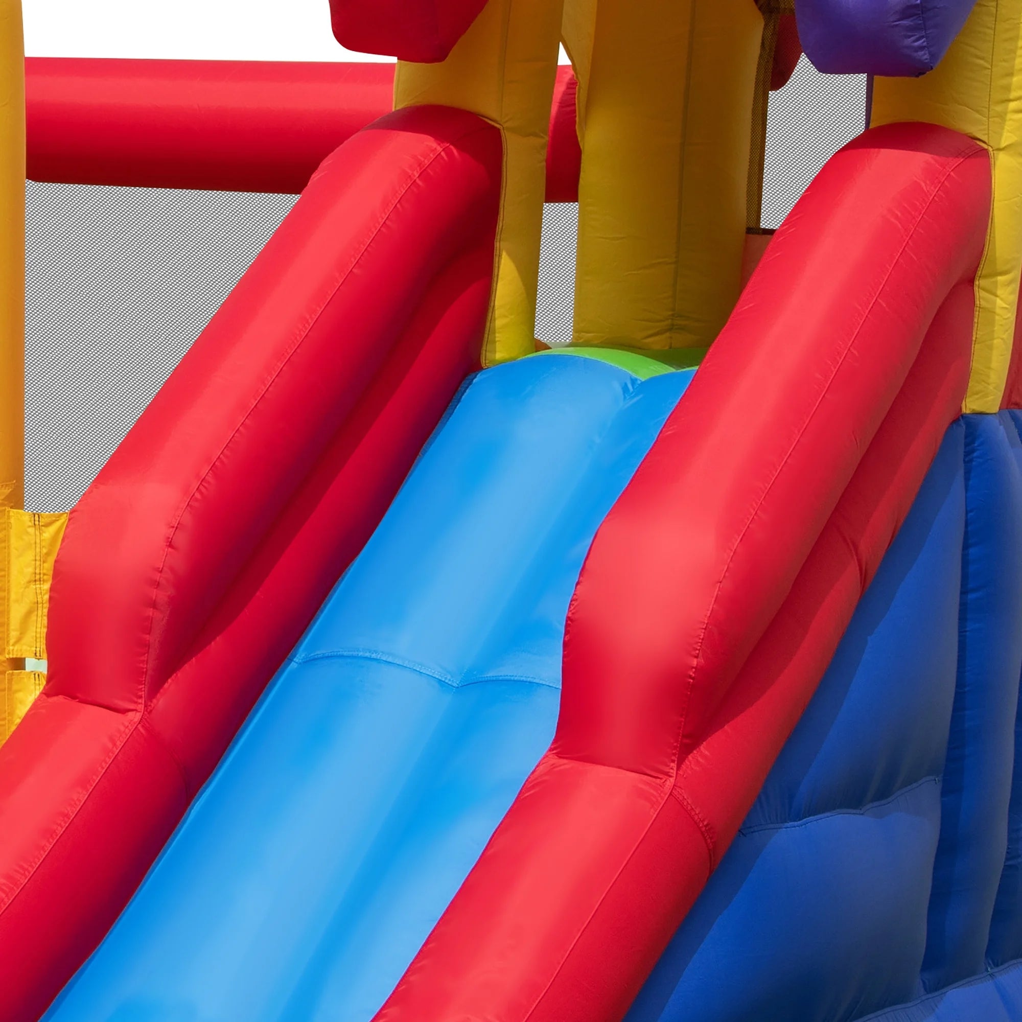 2026 Costway Colorful Rainbow Kids Inflatable Bounce Castle with 50 Ocean Balls & 735W Blower