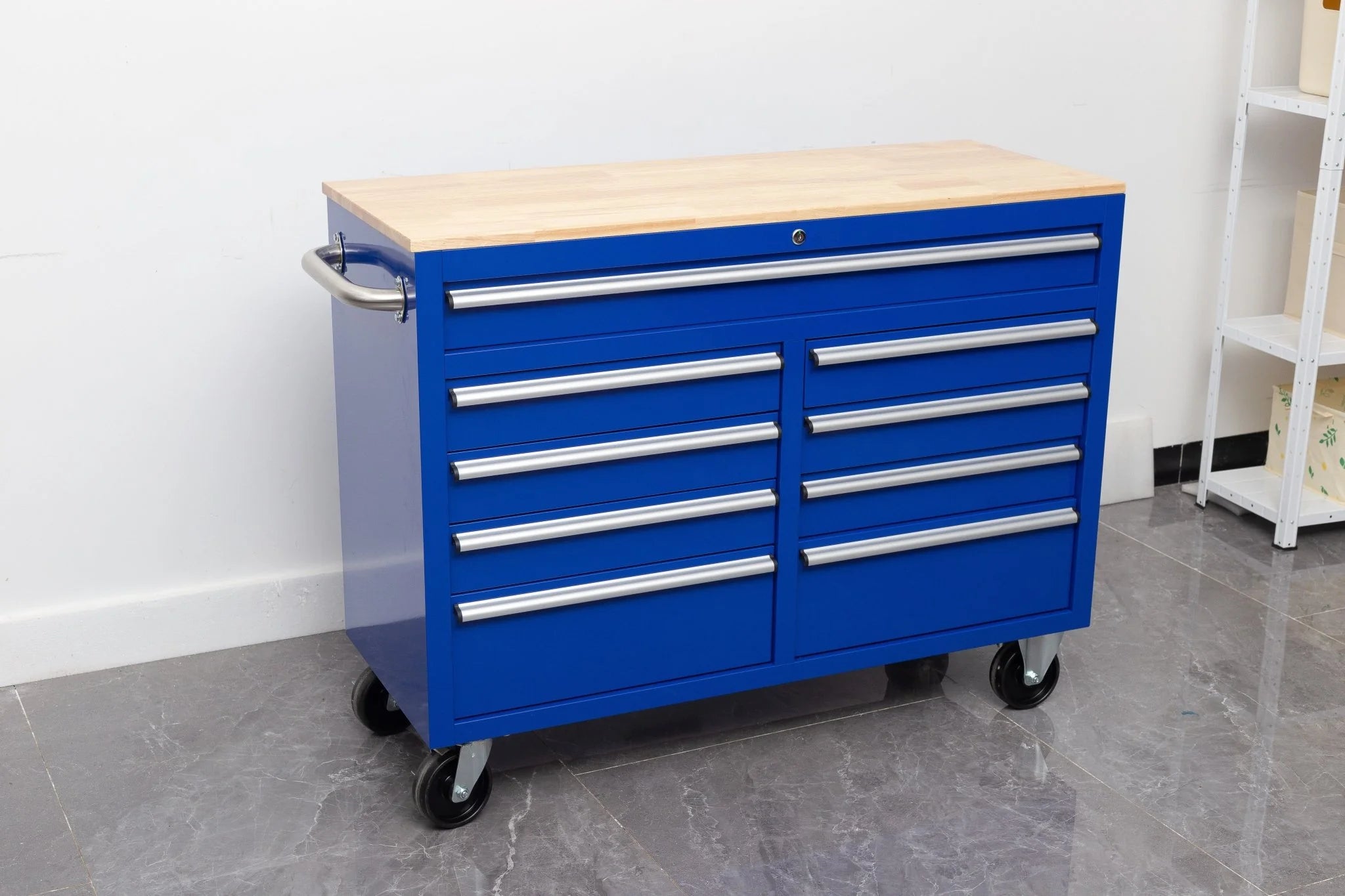 46" Rolling Tool Workbench – Heavy-Duty Mobile Storage Cabinet with 9 Drawers