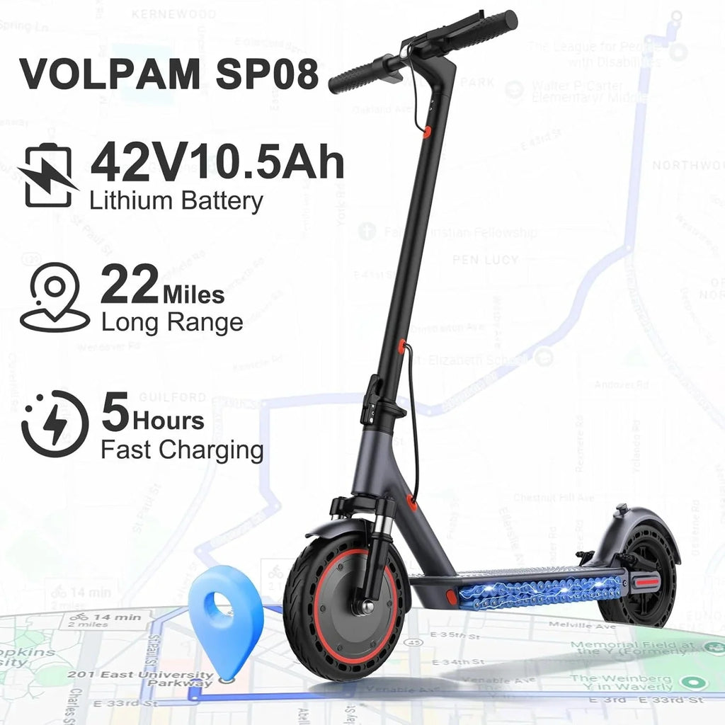 2026 Electric scooter, 350W/500W powerful motor, 8.5"/10" solid rubber tires, 19/22 mph, 28/21/12 mile range, dual brakes