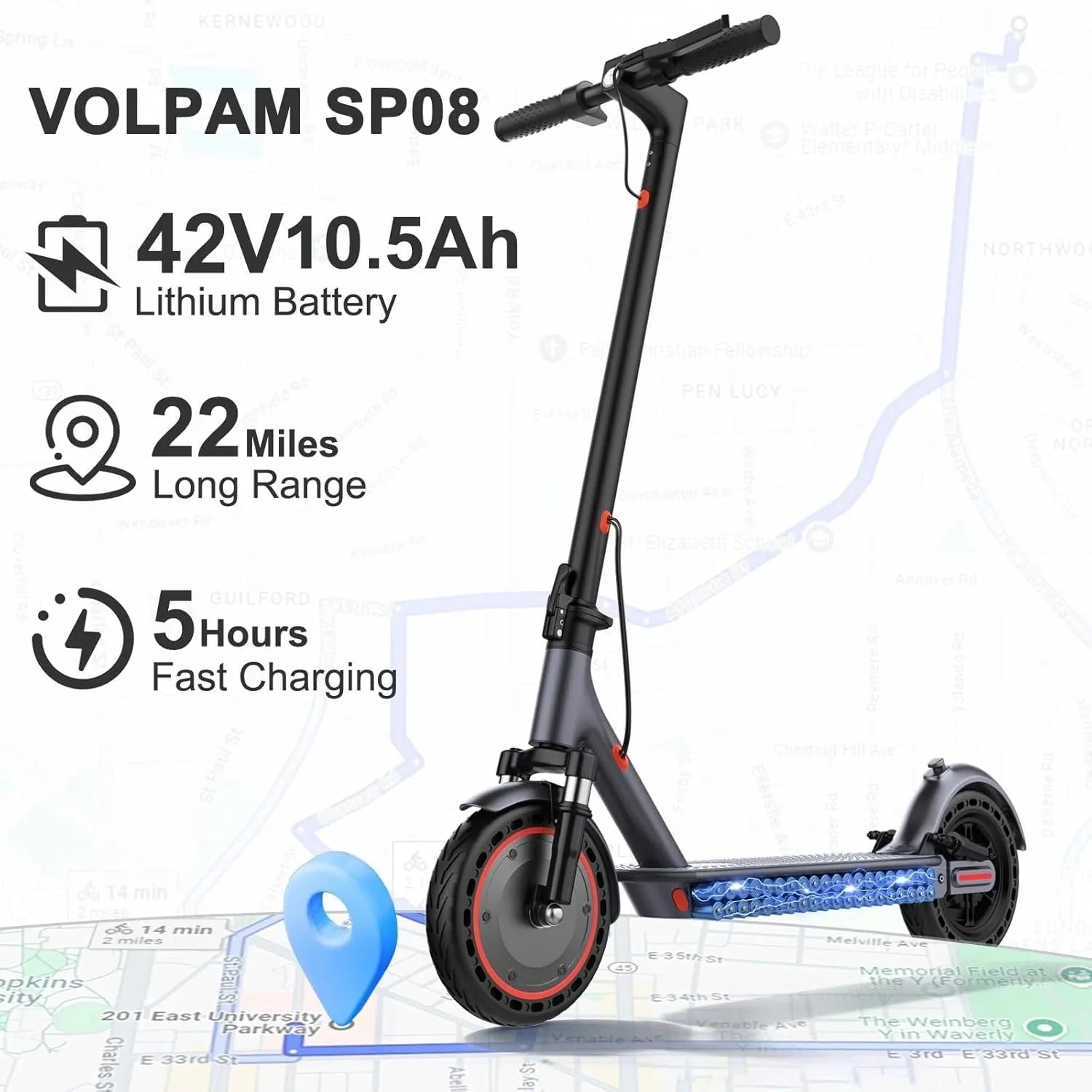 2026 Electric scooter, 350W/500W powerful motor, 8.5"/10" solid rubber tires, 19/22 mph, 28/21/12 mile range, dual brakes