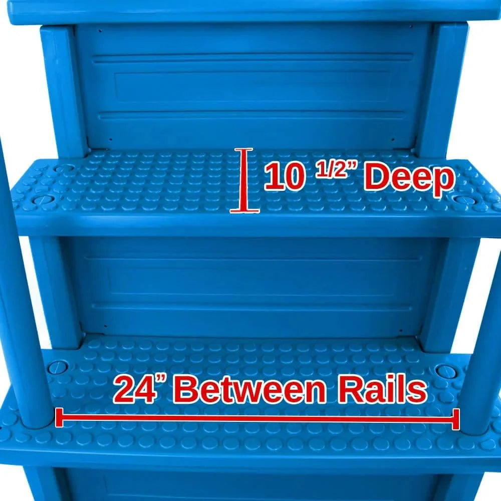 2026 Non-slip pool entrance steps | Gray | Suitable for above-ground pools | Can be installed on patios with a height of 122 to 137 cm | Maximum load capacity 136 kg