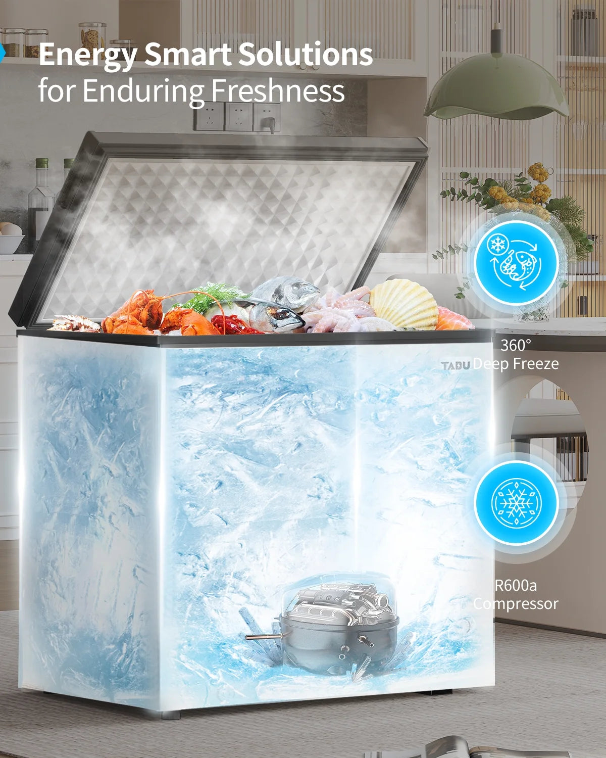 2026 DISHUP 10.0 Cu.Ft Chest Freezer, Deep Freezer with Removable Basket, Adjustable Temperature, for Home/Office/Garage/Bar