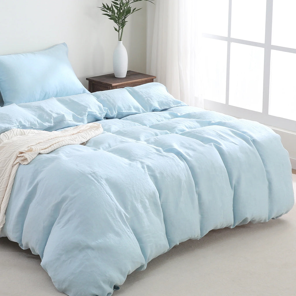 2026 100% Pure Linen Duvet Cover with Button Closure and Corner Ties Soft & Breathable - Natural Full/Queen