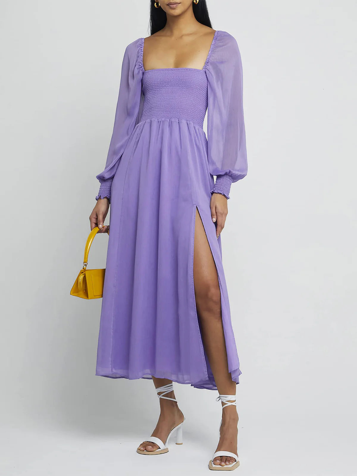 2026 Puffy High-Waisted Floral Dress