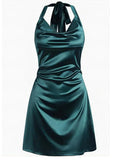 2026 Halterneck Satin Mini Dress