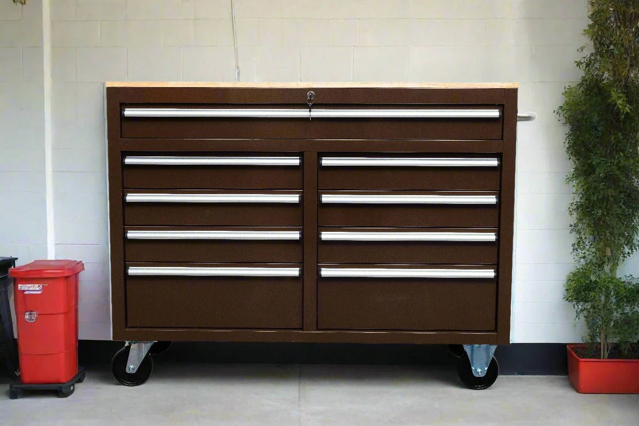 46" Rolling Tool Workbench – Heavy-Duty Mobile Storage Cabinet with 9 Drawers