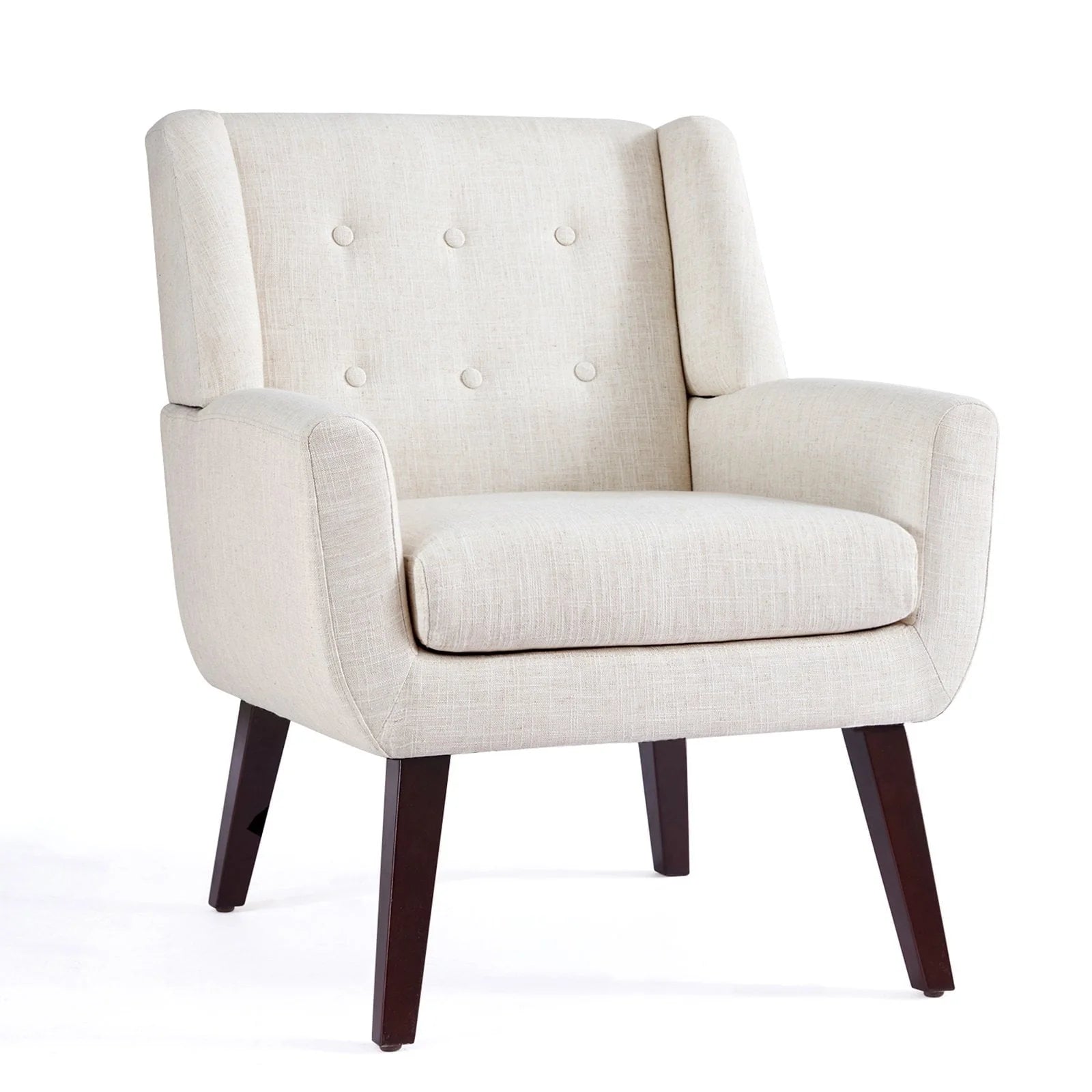 2026 HUIMO  Accent Chair, Button-Tufted Upholstered  Living Room Chairs,  Mid Century Modern Comfy Reading Chairs for Bedroom, Living Room, Beige