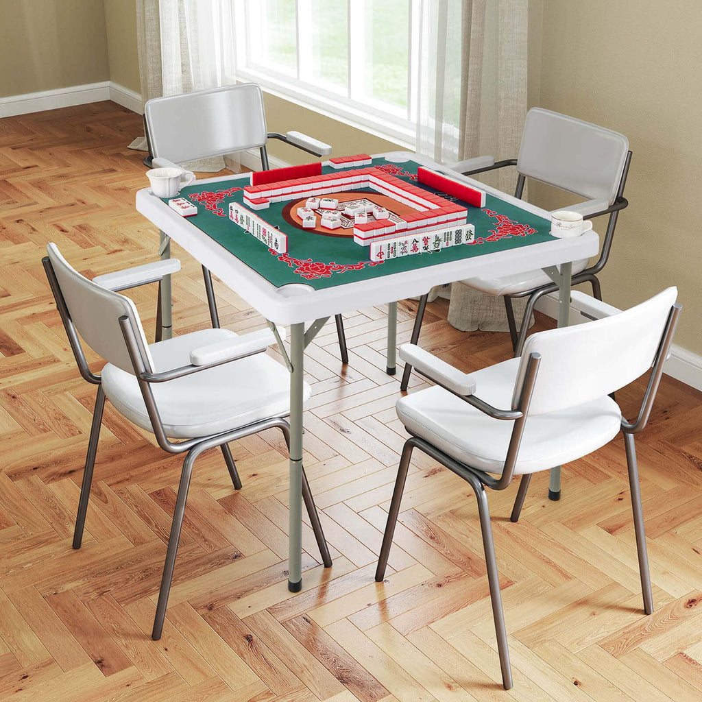 2026 Costway 35" Folding Mahjong Table with Cup Holders & Smooth Felt Mat Carrying Handle Green