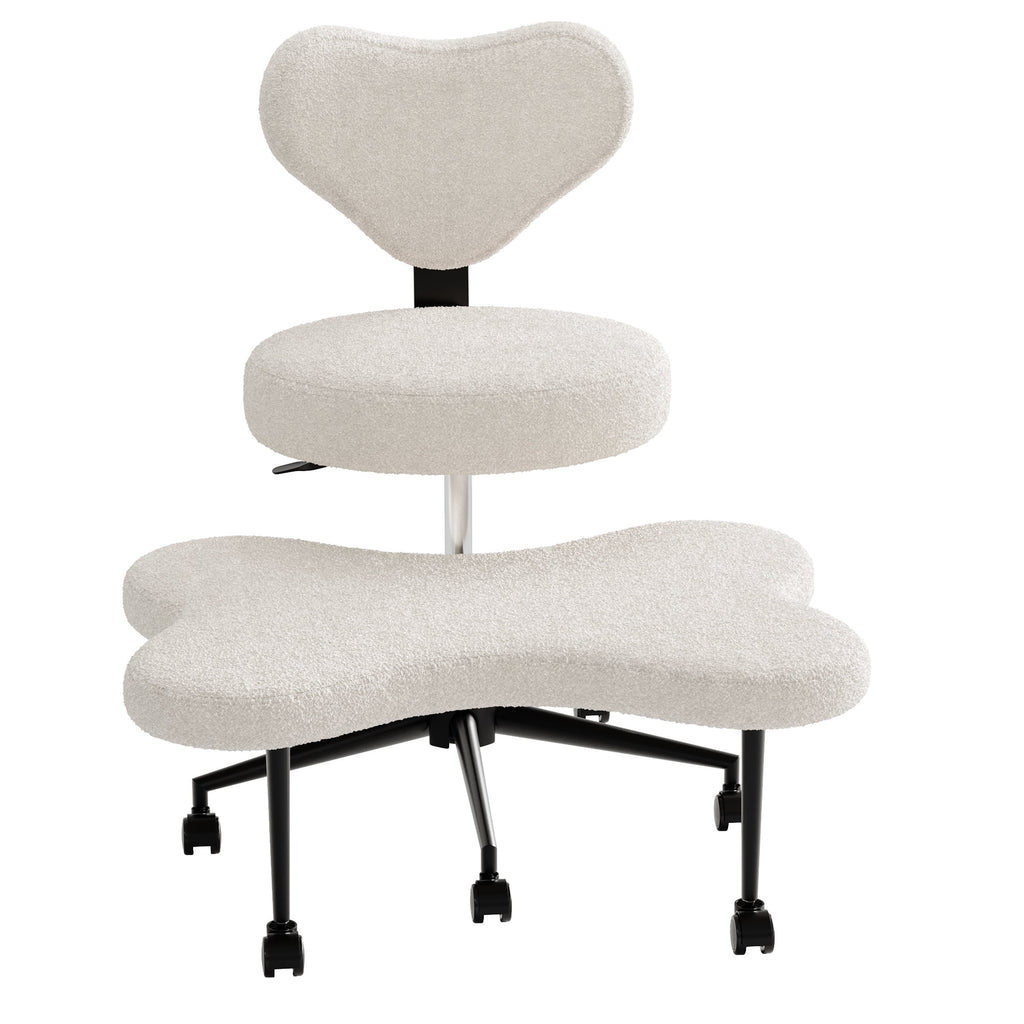 2026 Pinmoco Ergonomic Cross Legged Swivel Chair, Adjustable Height and Teddy Fabric, Meditation& ADHD Chair with Back Support, Home and Office, Off White