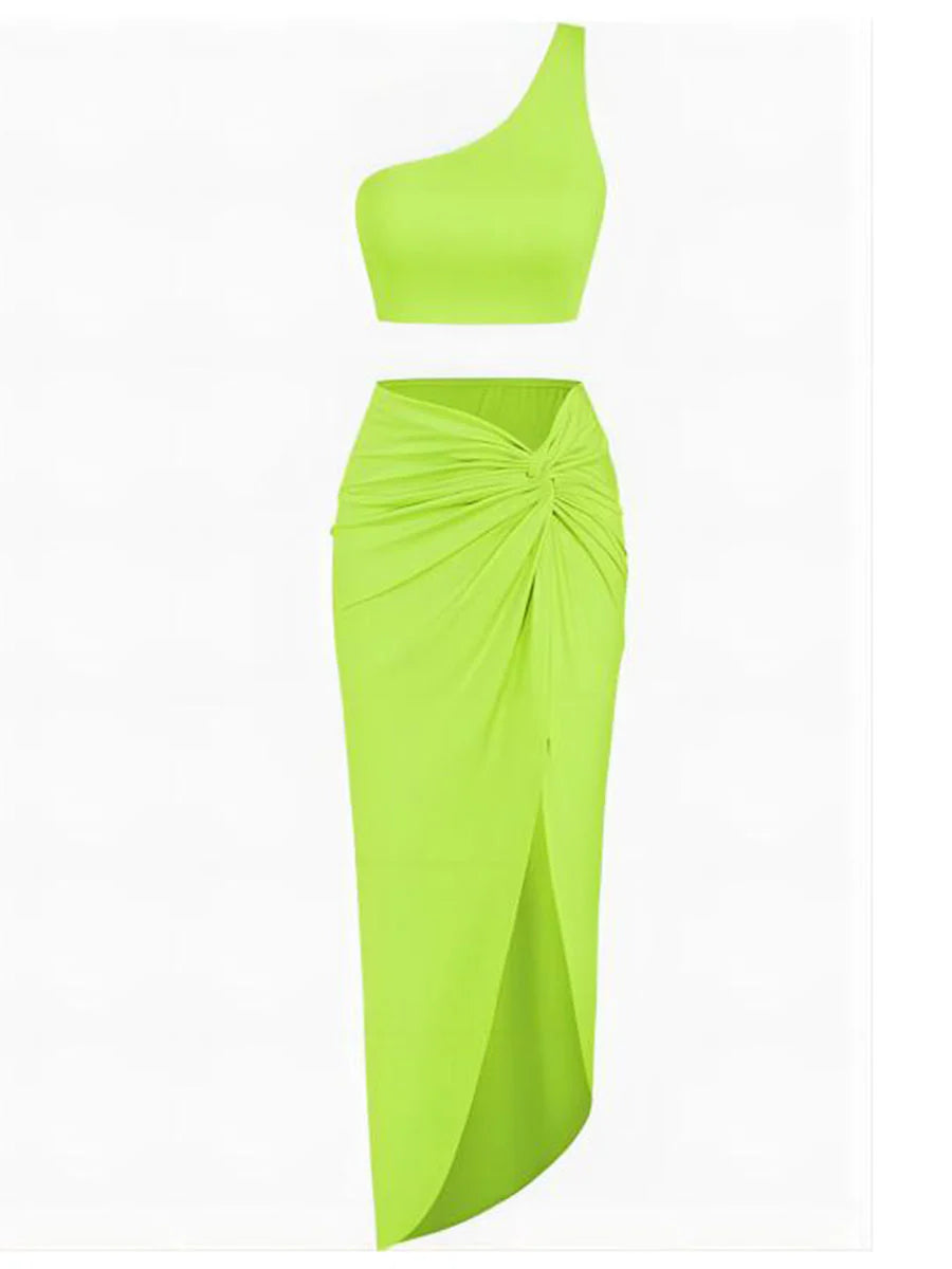 2026 High-Slit Twist Skirt Dress Set