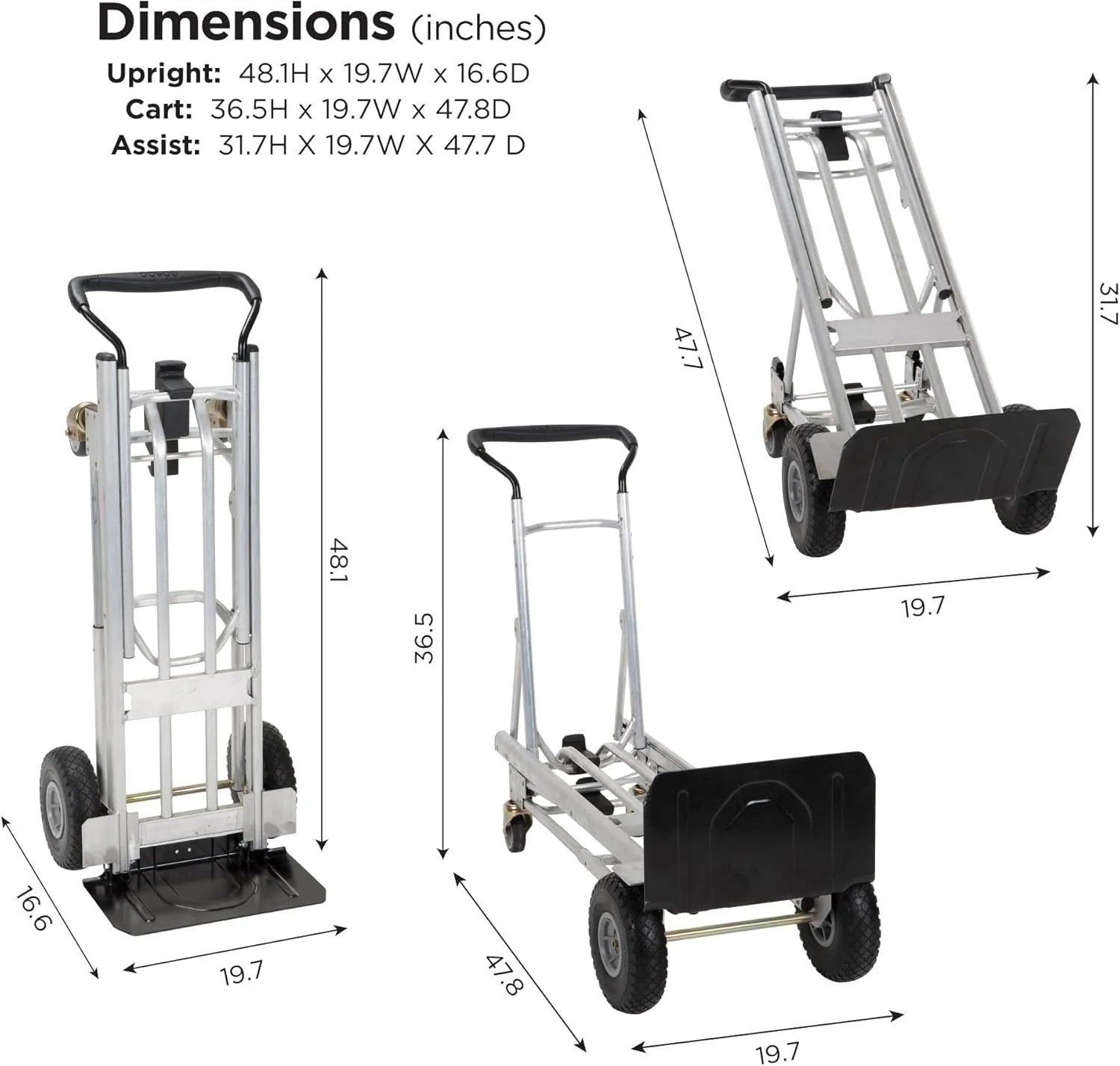 2026 4-in-1 folding hand truck with puncture-proof wheels
