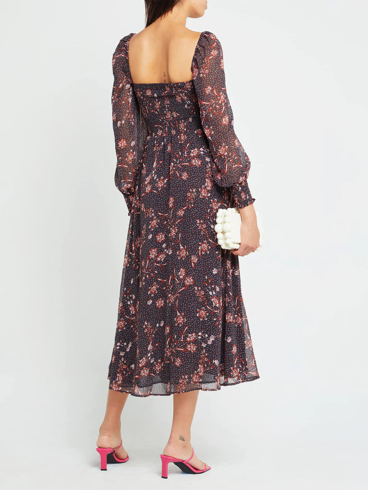 2026 Puffy High-Waisted Floral Dress