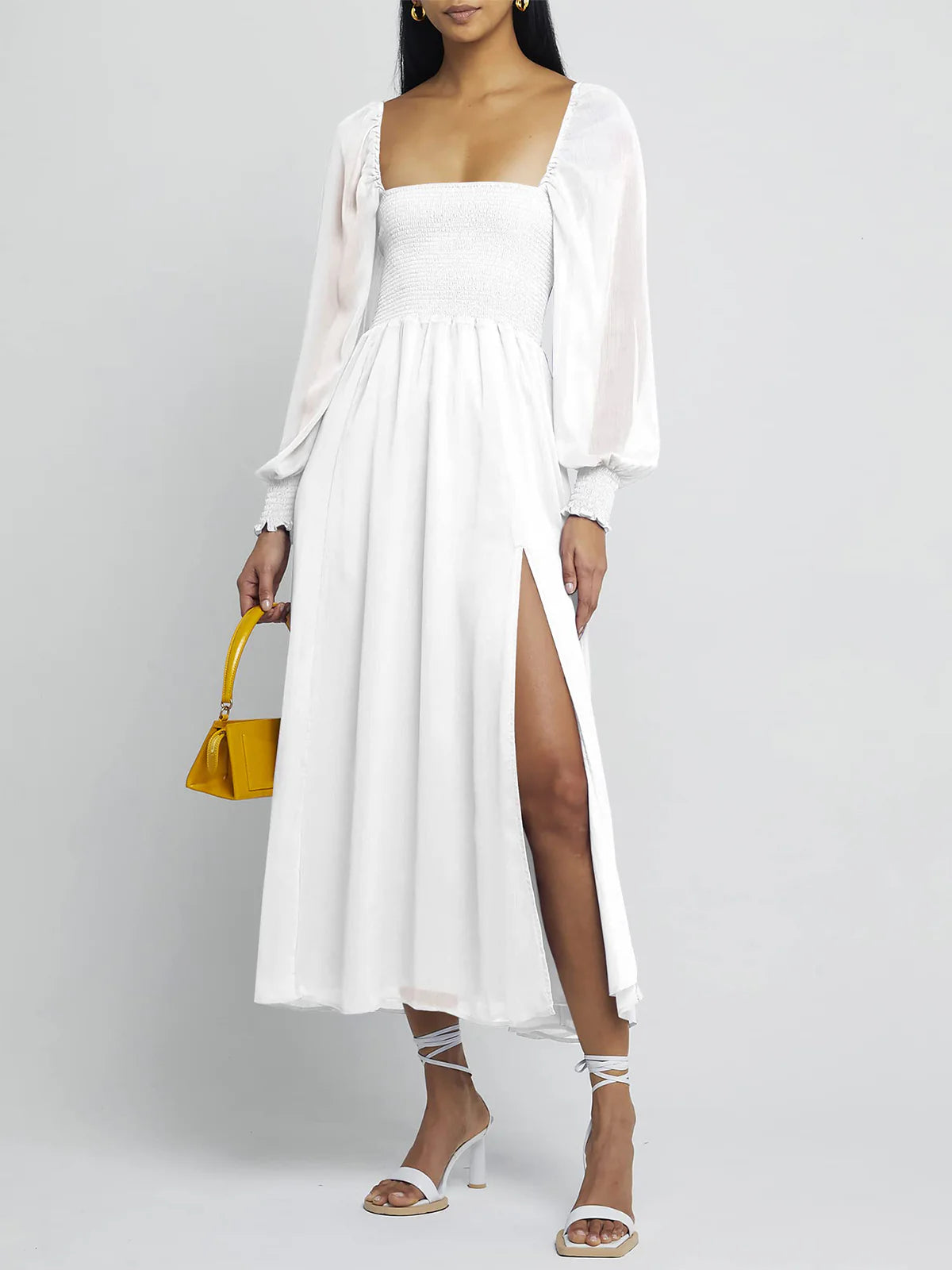 2026 Puffy High-Waisted Floral Dress