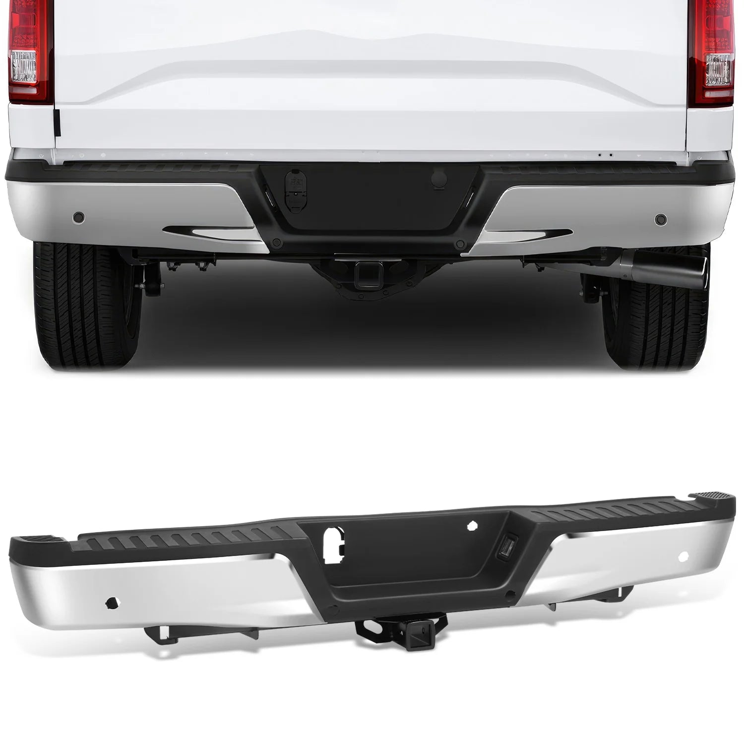 Rear Step Bumper w/Sensor Holes, Towing Pkg  15-20 Ford F-150