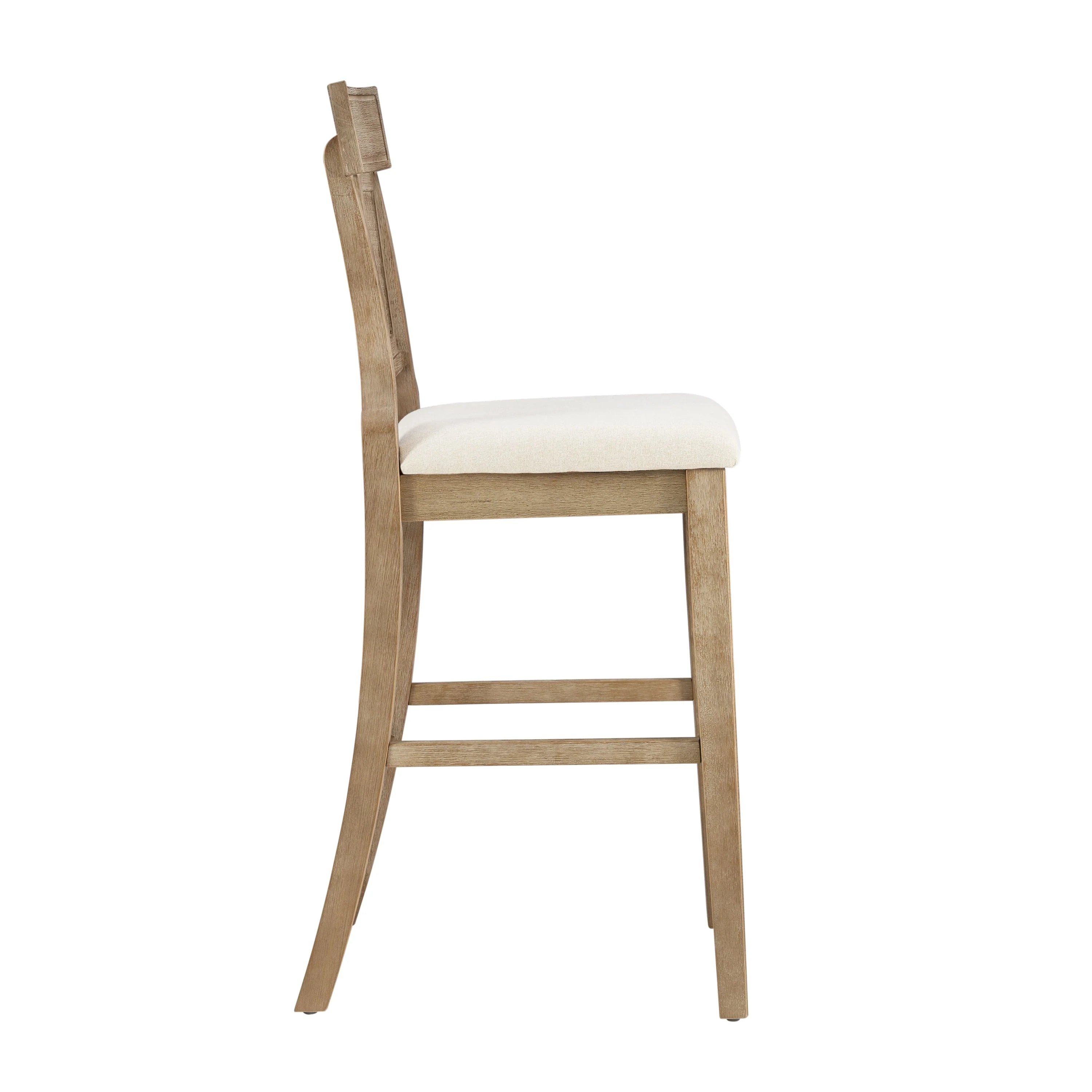 2026 Linon Rylan 30" Bar Stool, Rustic Brown Finish with Beige Fabric
