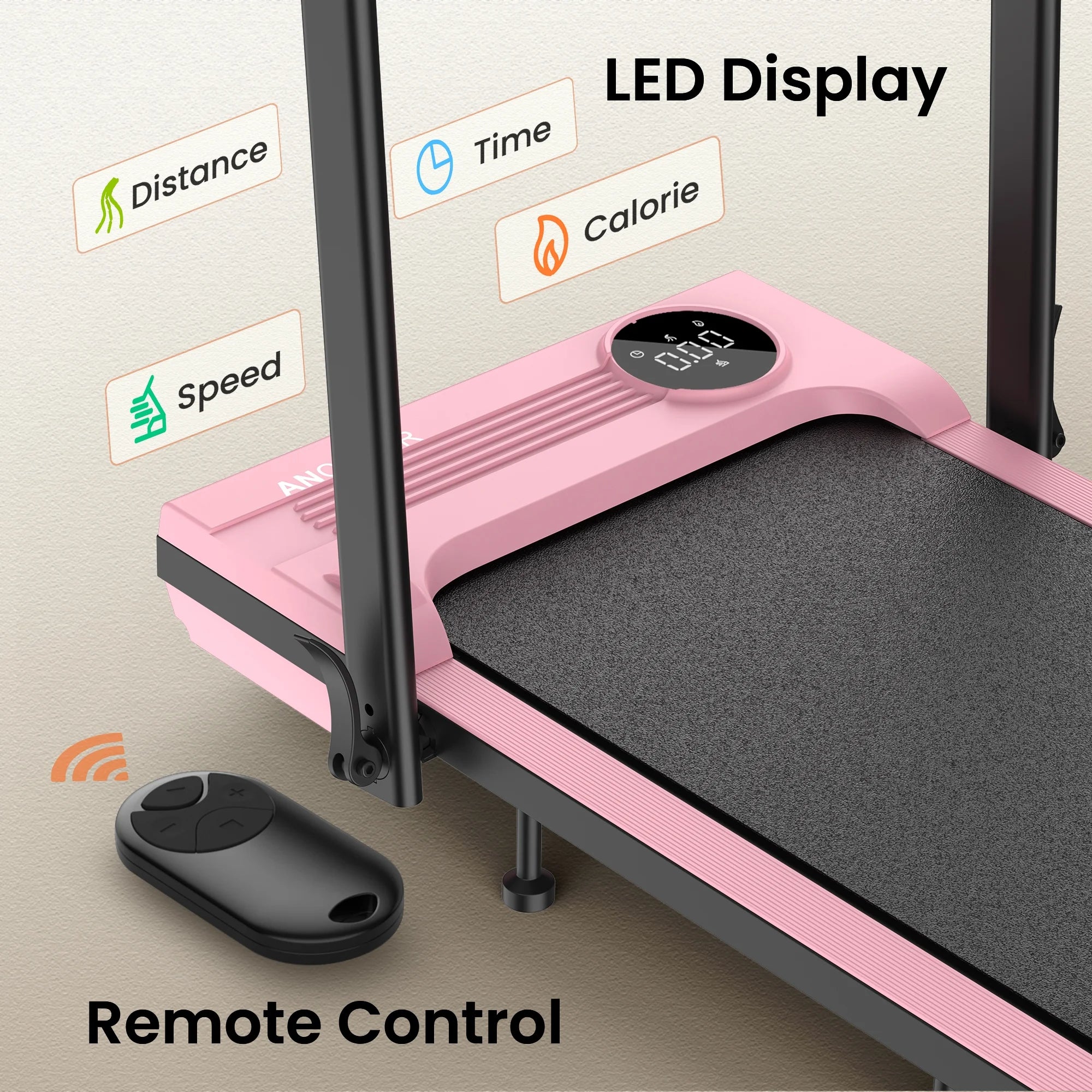 2026 ANCHEER Portable Folding Walking Pad 300lb, 7.5 MPH Under Desk Treadmill with Remote Control & LED Display,2 in 1 Walking Pad Treadmill for Home/Office/Exercise(Pink)