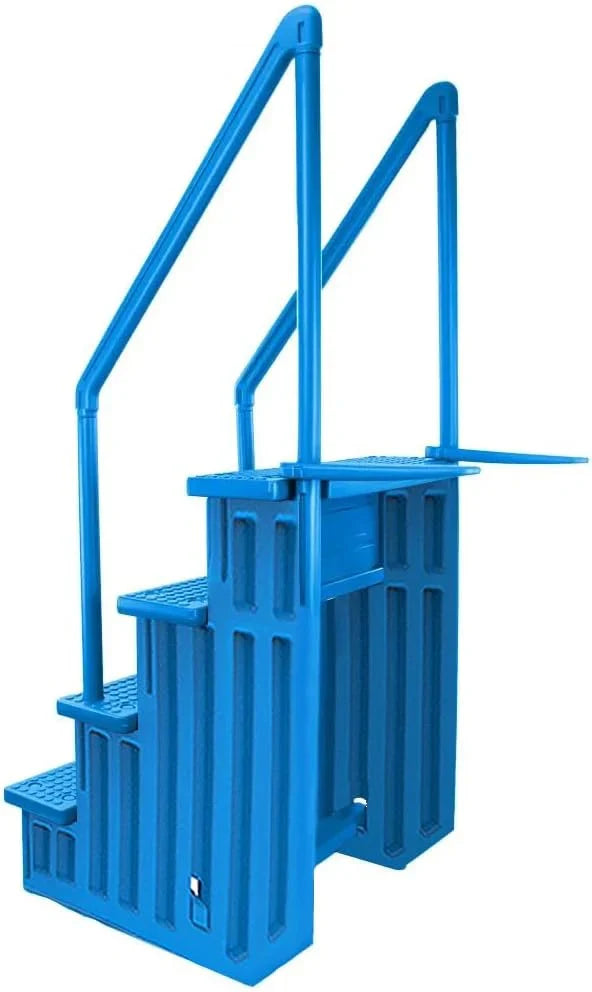2026 Non-slip pool entrance steps | Gray | Suitable for above-ground pools | Can be installed on patios with a height of 122 to 137 cm | Maximum load capacity 136 kg