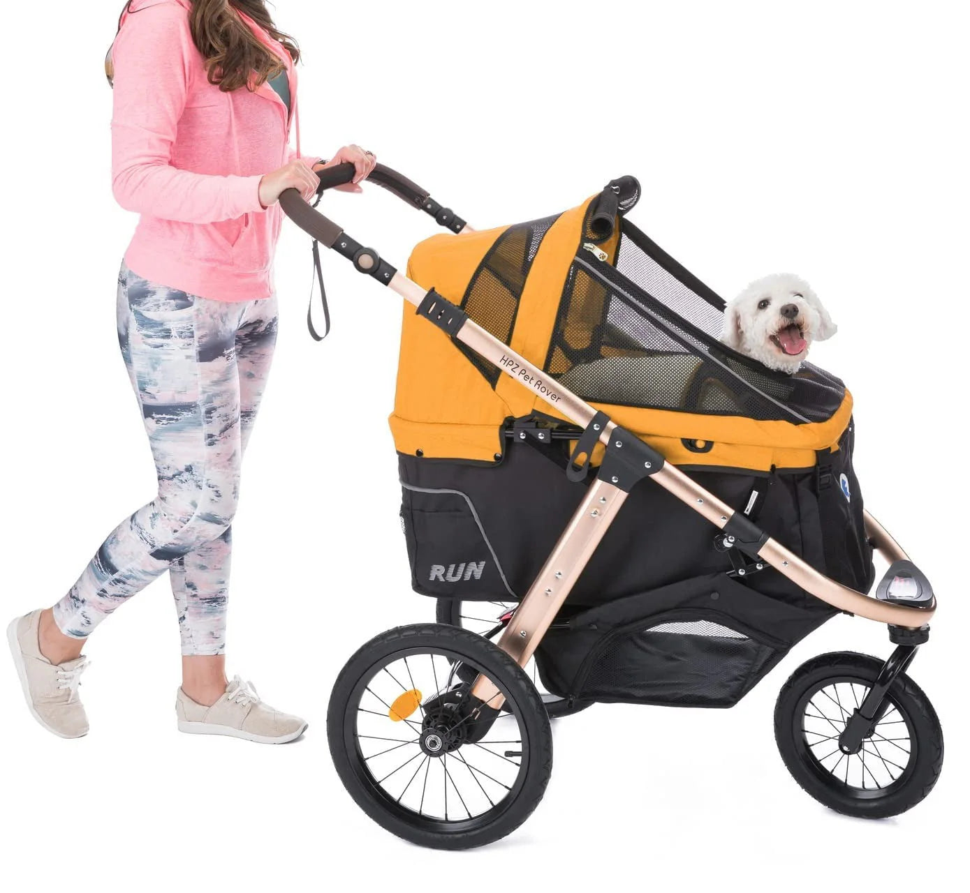 2026 Jogging Sports Stroller with Comfort Rubber Wheels/Zipper-Less Entry/1-Hand Quick Fold/Aluminum Frame for Small/Medium Dogs, Cats and Pets (Green Camo)