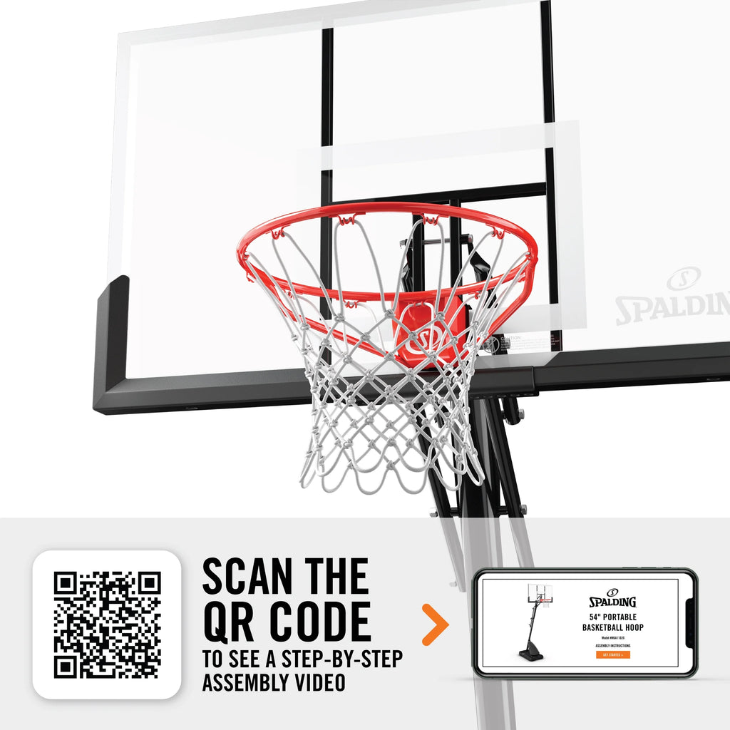 2026 Spalding 54-Inch Portable Basketball Hoop with Shatter-Proof Polycarbonate Backboard, Adjustable ExactaHeight System & Pro Slam Rim-Outdoor Play