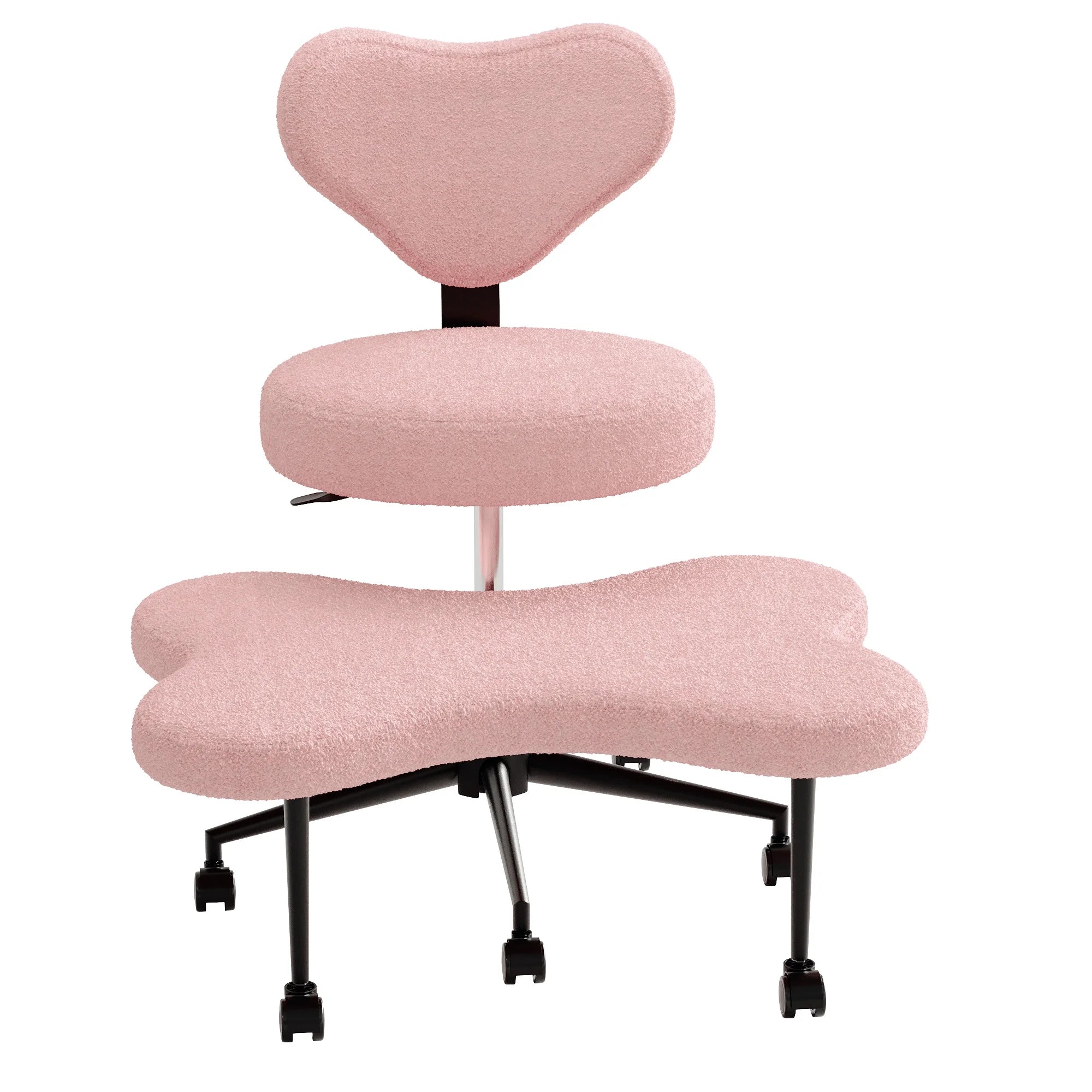2026 Pinmoco Ergonomic Cross Legged Swivel Chair, Adjustable Height and Teddy Fabric, Meditation& ADHD Chair with Back Support, Home and Office, Off White