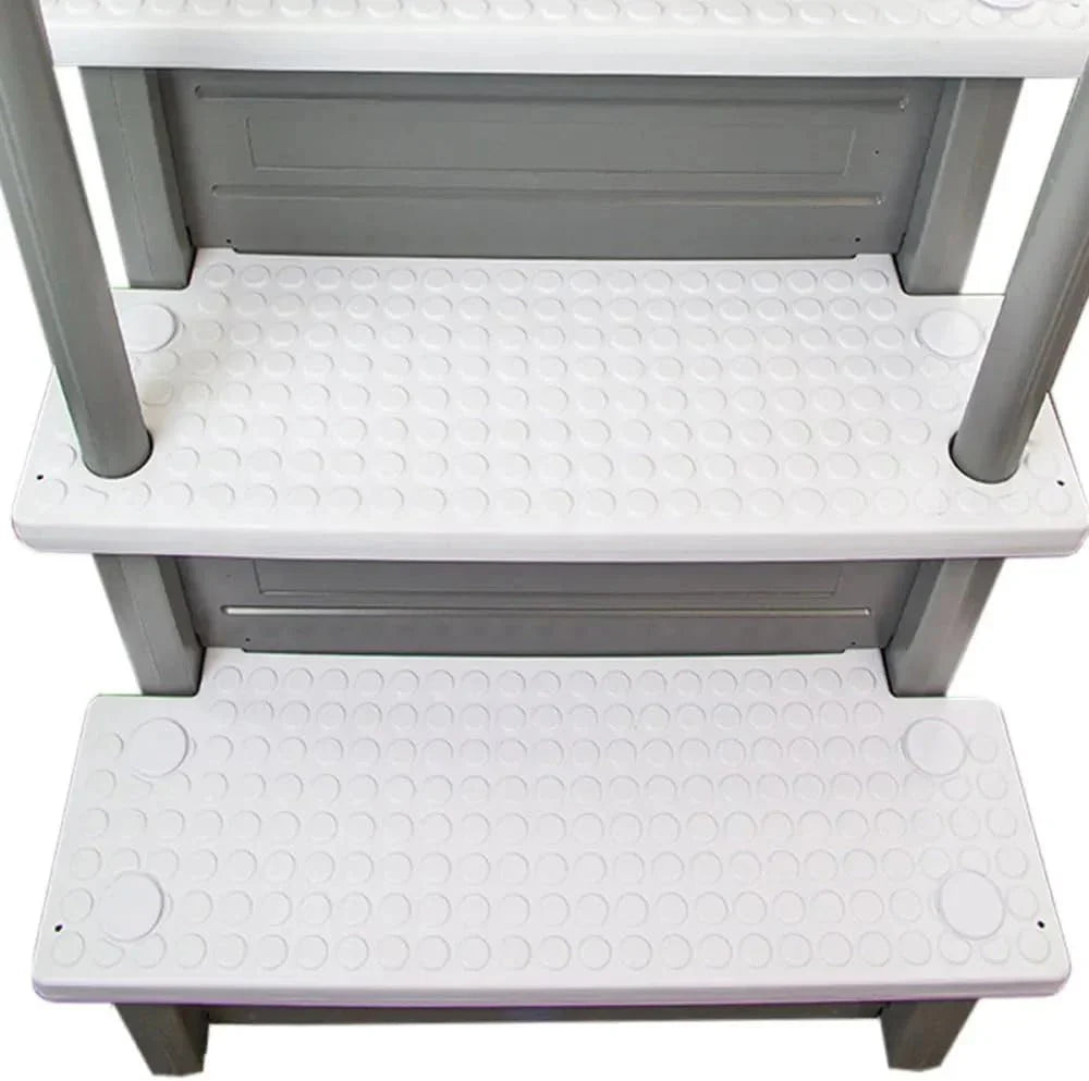 2026 Non-slip pool entrance steps | Gray | Suitable for above-ground pools | Can be installed on patios with a height of 122 to 137 cm | Maximum load capacity 136 kg