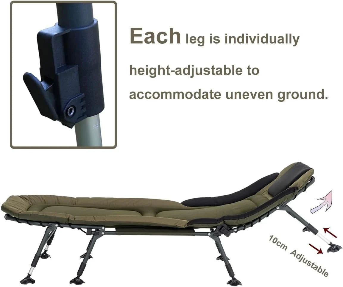 2026 Camping Cots for Adults 330Lbs with Carry Bag, Heavy Duty Folding Bed with Soft Padded Cushion, Portable Military Cot for Hunting, 180° Adjustable Reclining Outdoor Lounger