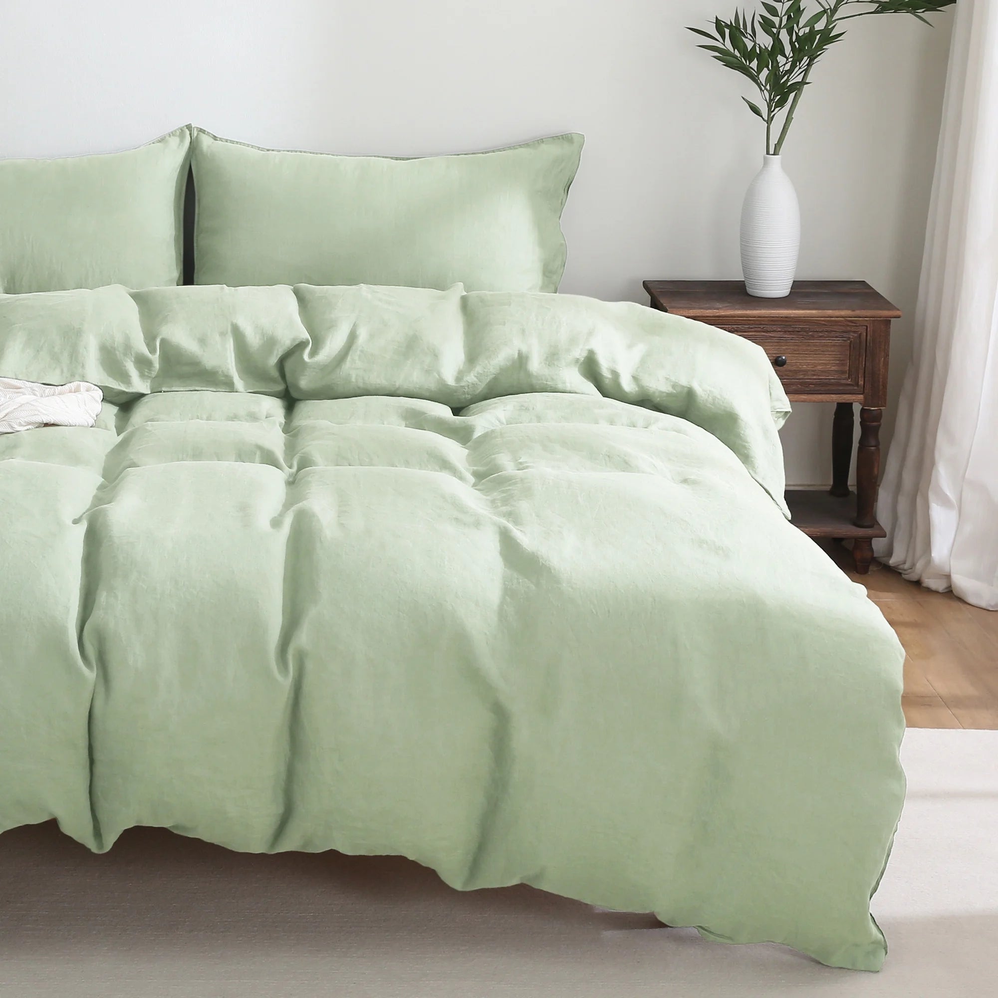 2026 100% Pure Linen Duvet Cover with Button Closure and Corner Ties Soft & Breathable - Natural Full/Queen