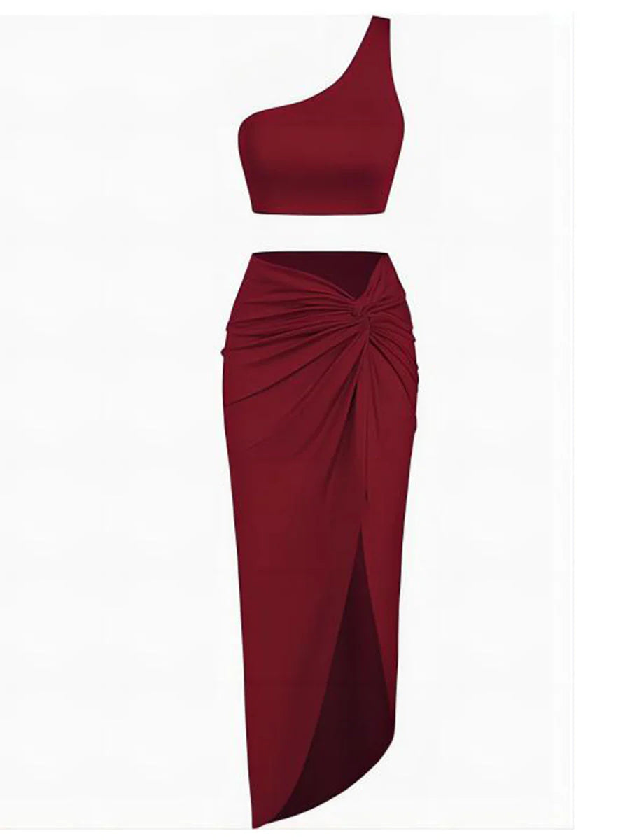 2026 High-Slit Twist Skirt Dress Set