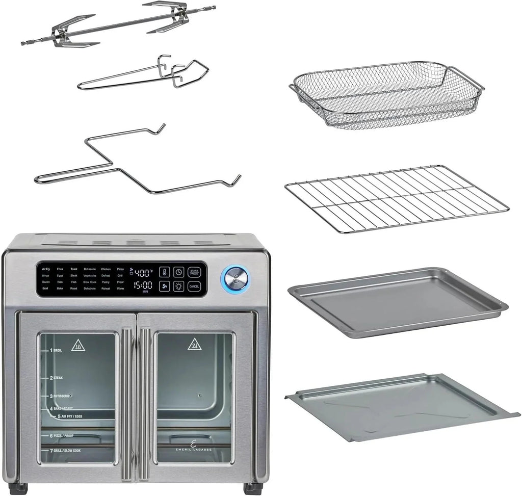 2026 Emeril Lagasse Extra Large French Door Air Fryer Toaster Oven Combo, 24 Cooking Functions
