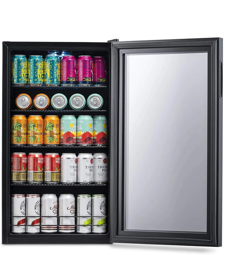 2026 Beverage Refrigerator Cooler | 126 Cans Free Standing with Right Hinge Glass Door | Mini Fridge Beverage Organizer Perfect For Beer, Wine, Soda, And Cooler Drinks