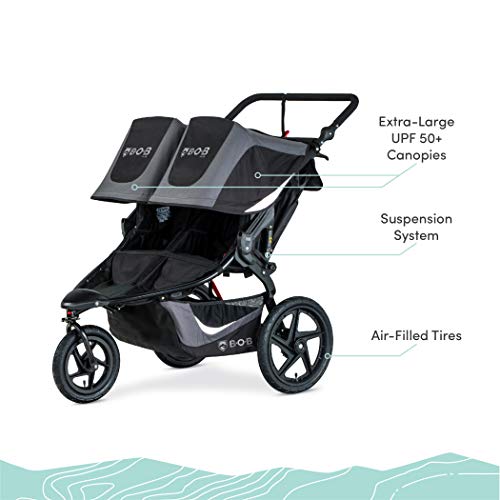 2026 BOB Gear Revolution Flex 3.0 Duallie Double Jogging Stroller, Graphite Black