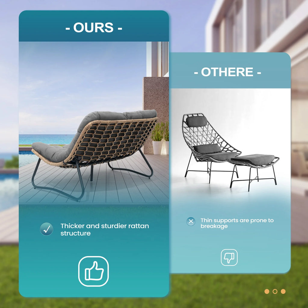 2026 Crestlive Products Patio Loveseat, All-Weather Rattan Large Furniture with Soft Cushions, Outdoor Loveseat for Balcony, Poolside, Backyard (Beige)