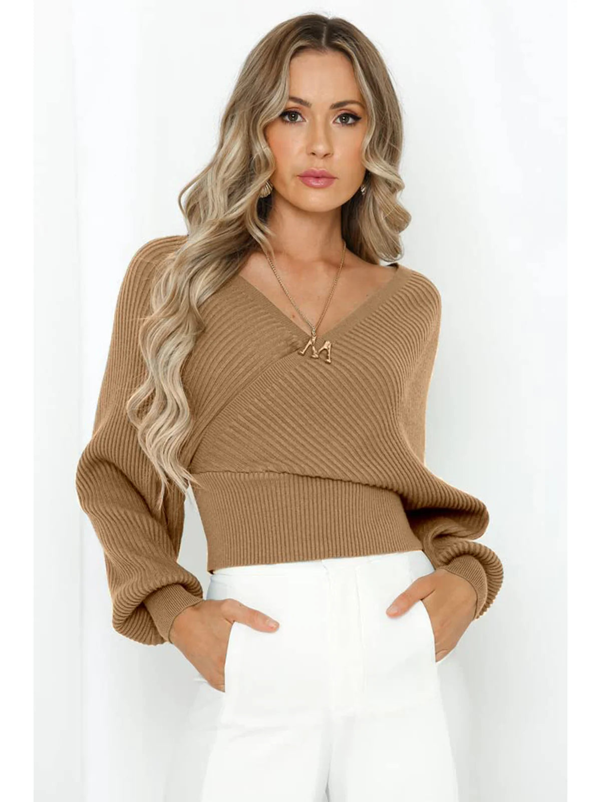 2026 Wrap V-Neck Knit Chunky Sweater