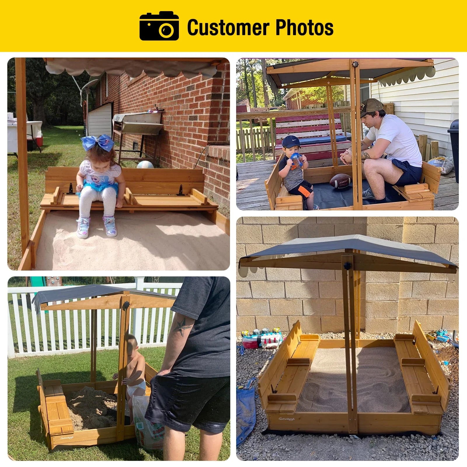 2026 Morgete 47'' Outdoor Sandbox for Kids with Lid and Bench, Wooden Sand Play Toys Center