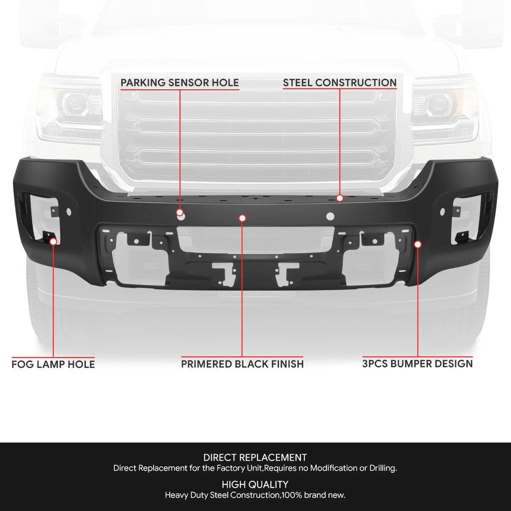 Modular Style Front Bumper w/ Parking Sensor Holes15-19 GMC Sierra 2500 3500 HD