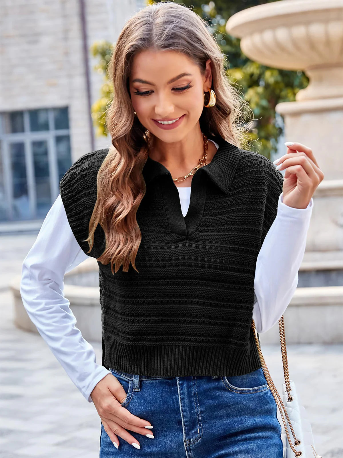 2026 Polo Sleeveless V-Neck Knit Sweater