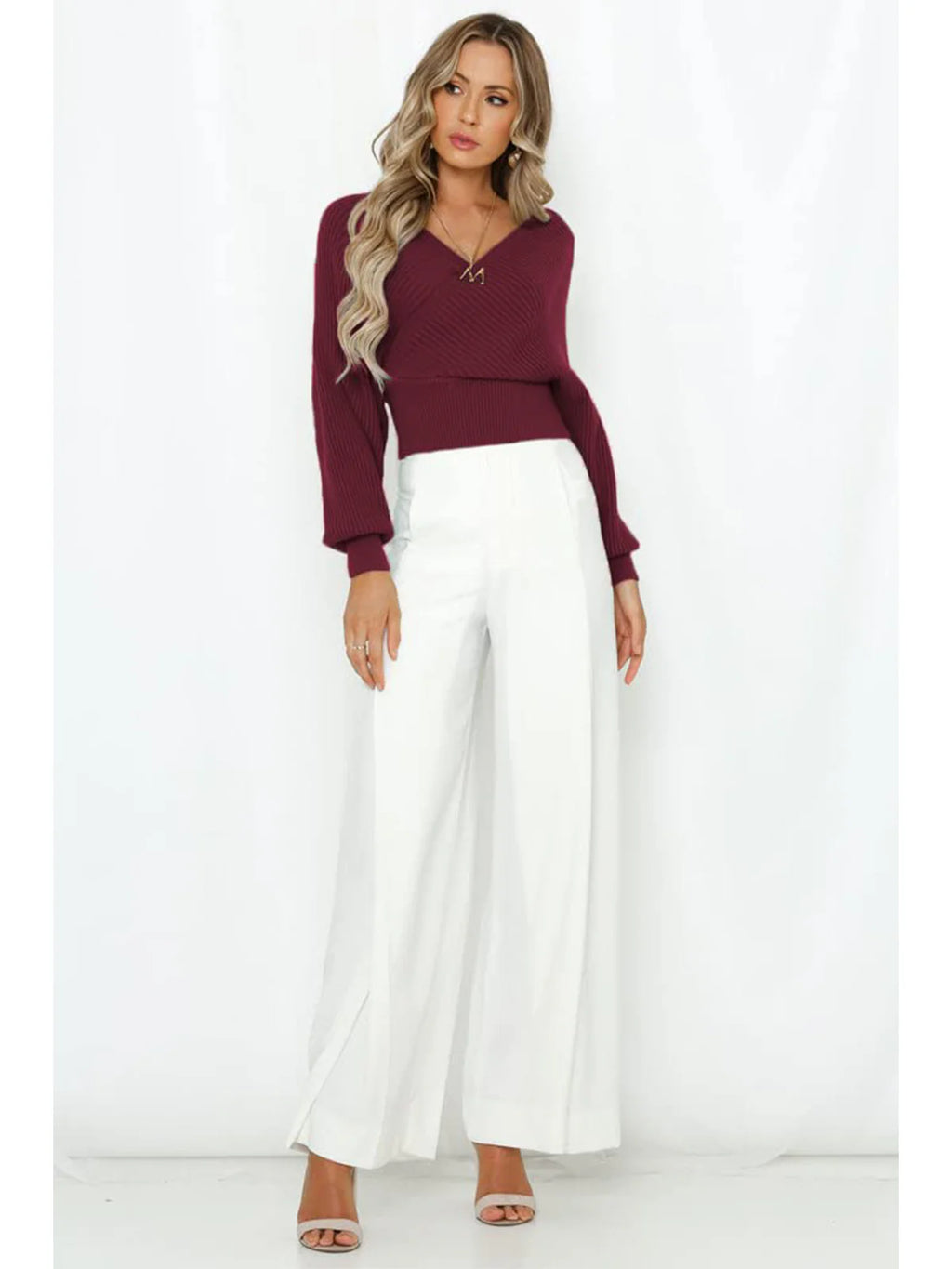 2026 Wrap V-Neck Knit Chunky Sweater