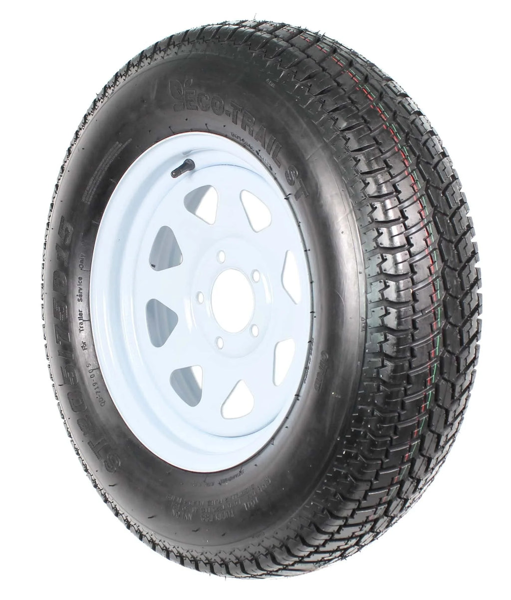 2026 2-pack trailer tires on rim ST205/75D15 205/75 D 15 inch LRC 5-hole white spokes  1