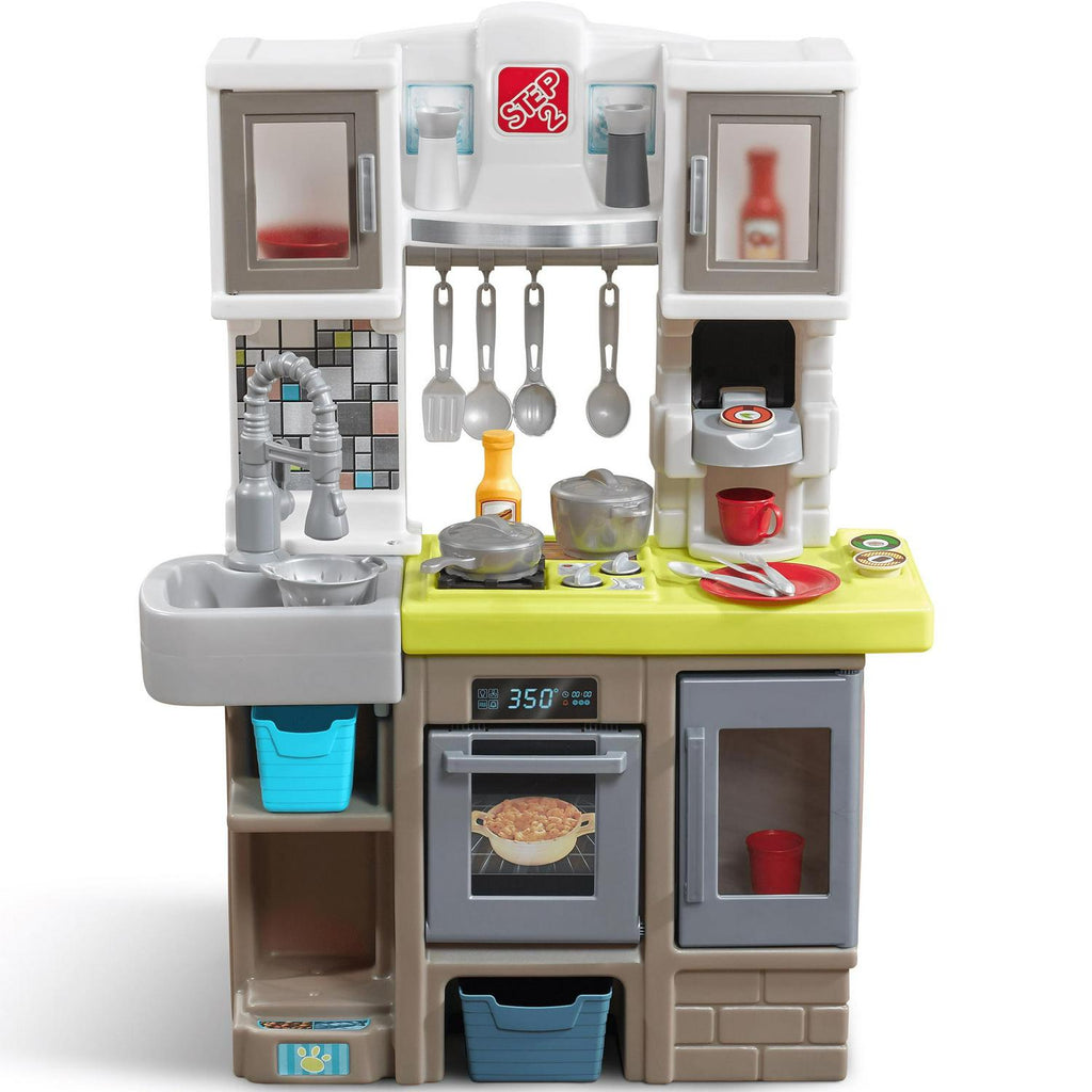 2026 Step2 Contemporary Chef Brown and White Toddler Plastic Play Kitchen