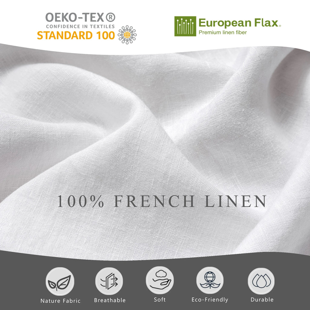 2026 100% Pure Linen Duvet Cover with Button Closure and Corner Ties Soft & Breathable - Natural Full/Queen
