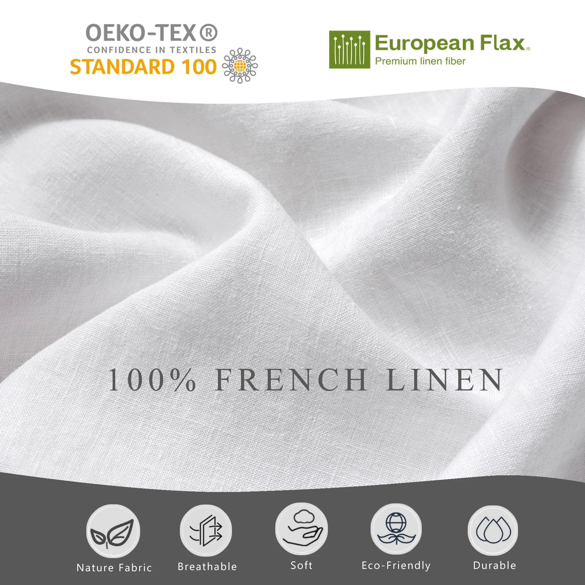 2026 100% Pure Linen Duvet Cover with Button Closure and Corner Ties Soft & Breathable - Natural Full/Queen