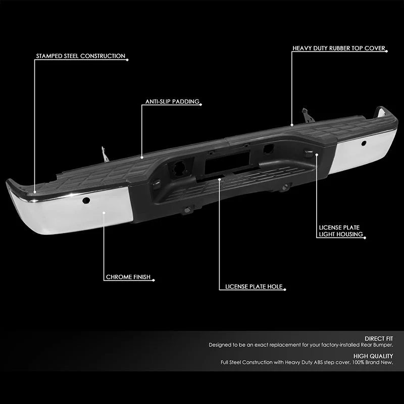 Rear Step Bumper w/Sensor Holes & Plate Lights  07-13 Chevy/GMC Silverado Sierra 1500
