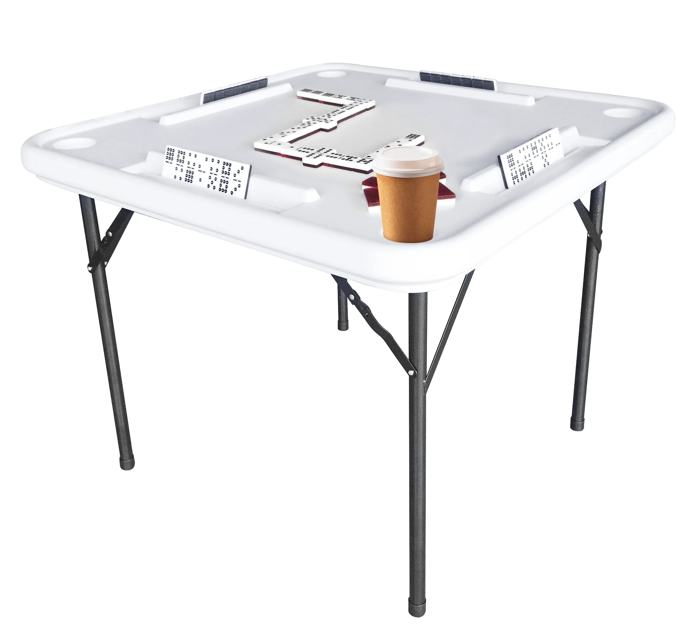 2026 Bene Casa Foldable Domino Table with Built-In Drink Holders, 38?? x 38??, White