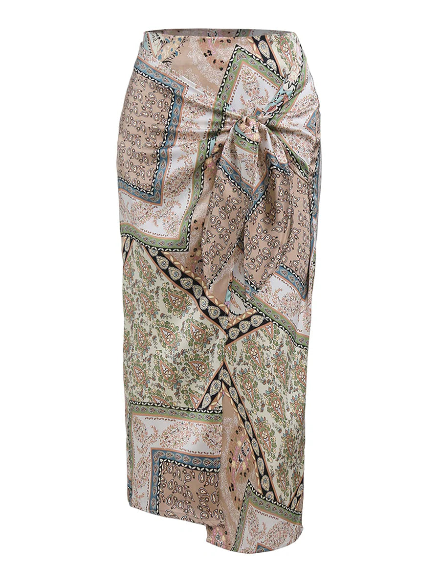 2026 Bohemian High Waisted Bustle Skirt