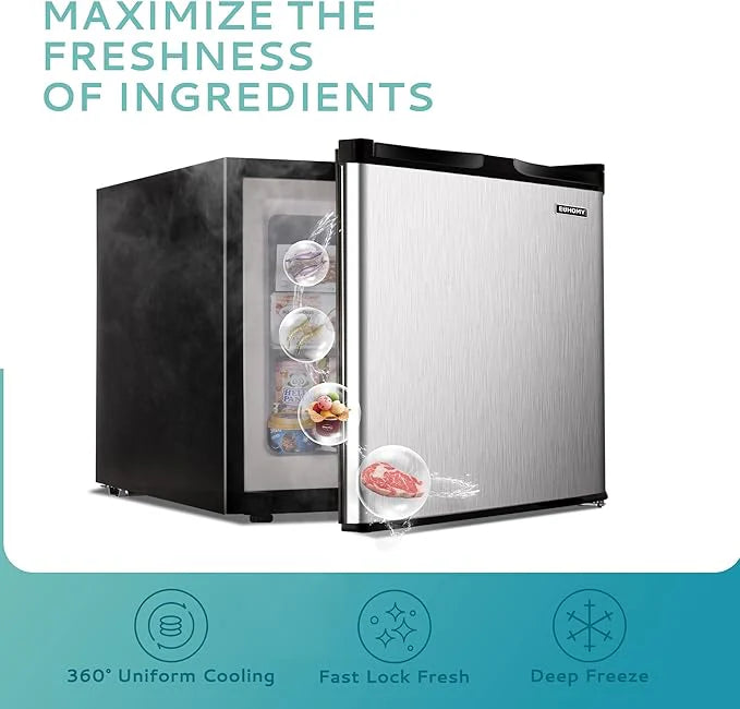 2026 EUHOMY 1.7 Cu.Ft Mini Fridge with Compact Freezer Temperature Control