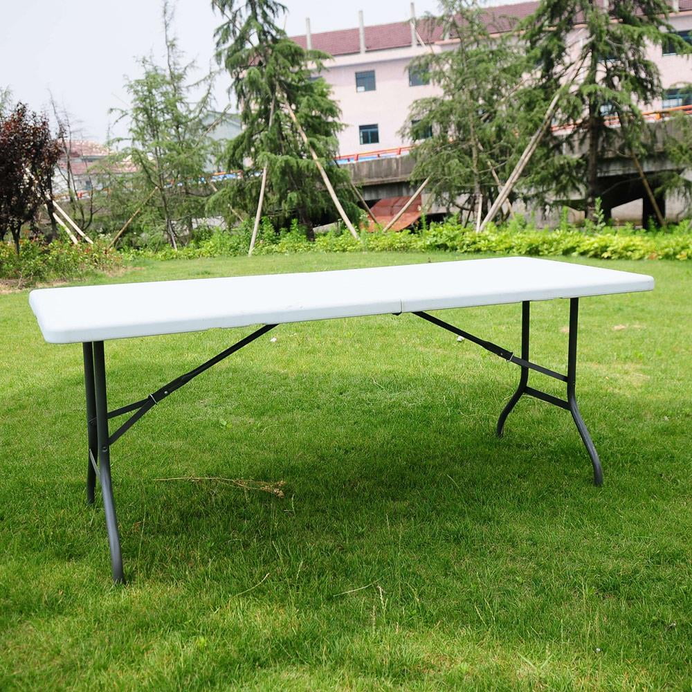 2026 Ktaxon 6ft White Folding Table and 10 Pack Folding Chairs Black, Plastic Table and Chair Set