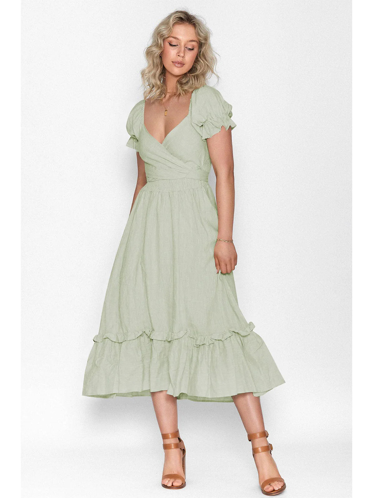 2026 Boho Tie-Waist Homecoming Dress
