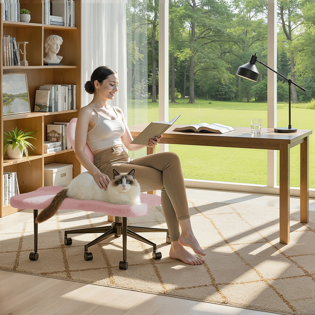 2026 Pinmoco Ergonomic Cross Legged Swivel Chair, Adjustable Height and Teddy Fabric, Meditation& ADHD Chair with Back Support, Home and Office, Off White