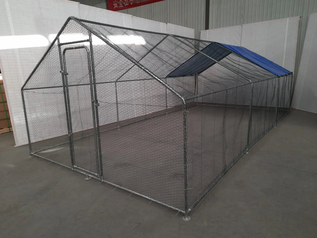 10x20 FT Dog Kennel & Chicken Run – Fenced Compound Cage with Durable Metal Frame 2010CG