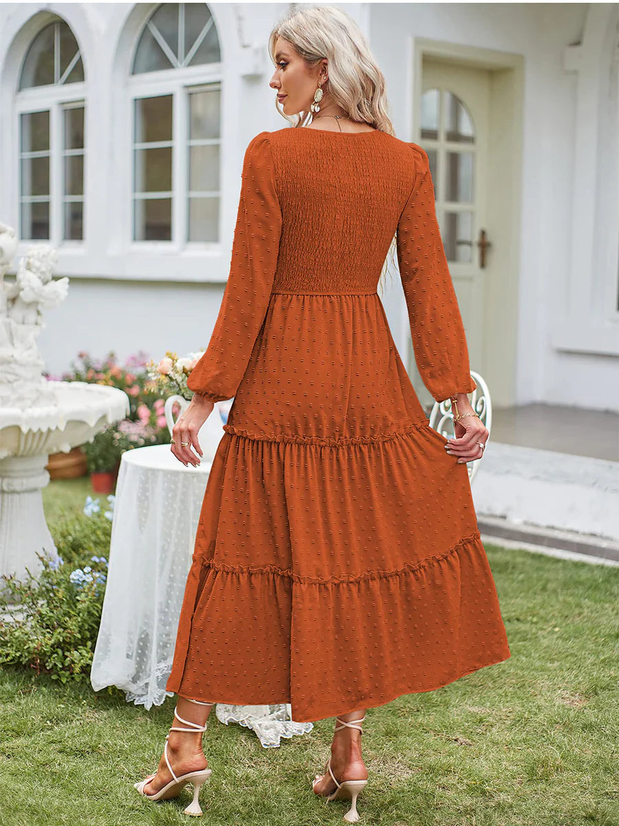 2026 Polka Dot Lock Trim High Waist Dress